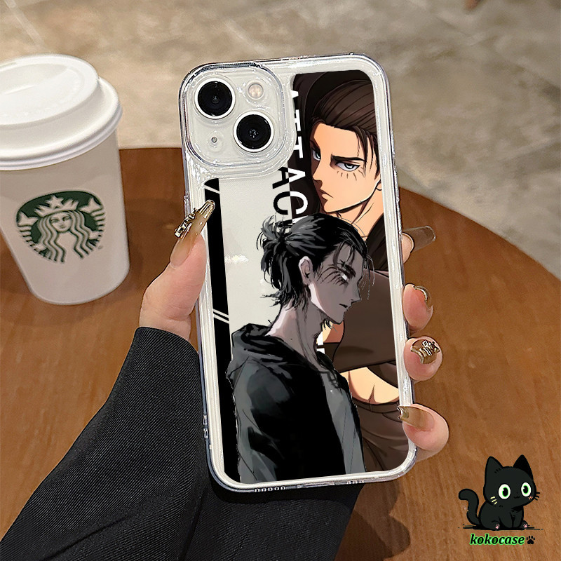 ใช้ได้ IPHONE 11 12 13 14 15 PRO MAX 6 7 8 14 15 PLUS X XS XR Attack on Titan มาใหม่การ์ตูนอัลเลนกรณีโทรศัพท์โปร่งใส
