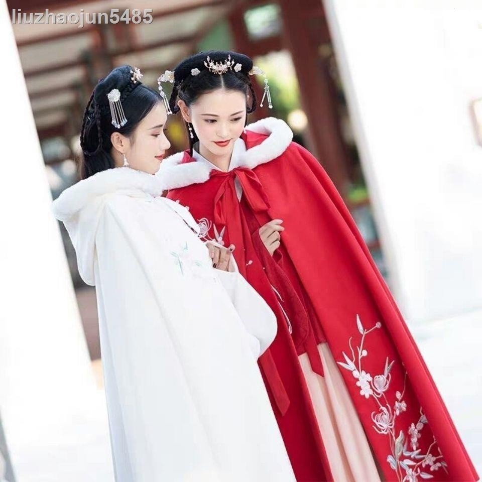◆ เสื้อคลุม Hanfu ดั้งเดิมเสื้อคลุมโบราณผู้หญิงบวกกำมะหยี่หนาฤดูหนาวเสื้อคลุมปักสไตล์จีนฤดูใบไม้ร่วงและฤดูหนาว