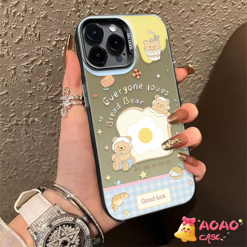 โชคดีที่ขนมปังการ์ตูนน่ารักหมีนุ่มนวล เคสไอโฟน XR 7Plus 11 15 13 12 14 Pro Max 8Plus X XS Max 13 7 8 14 15 Plus SE 2020
