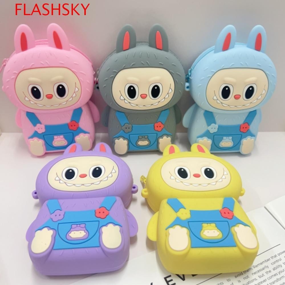 Flashsky Labubu Crossboday กระเป๋า, ซิลิกาเจลสายรัดปรับได้ Labubu กระเป๋าสะพาย, กระเป๋า Zero กระเป๋าสตางค์การ์ตูนกันน้ํา Kawaii สัตว์กระเป๋าโรงเรียน