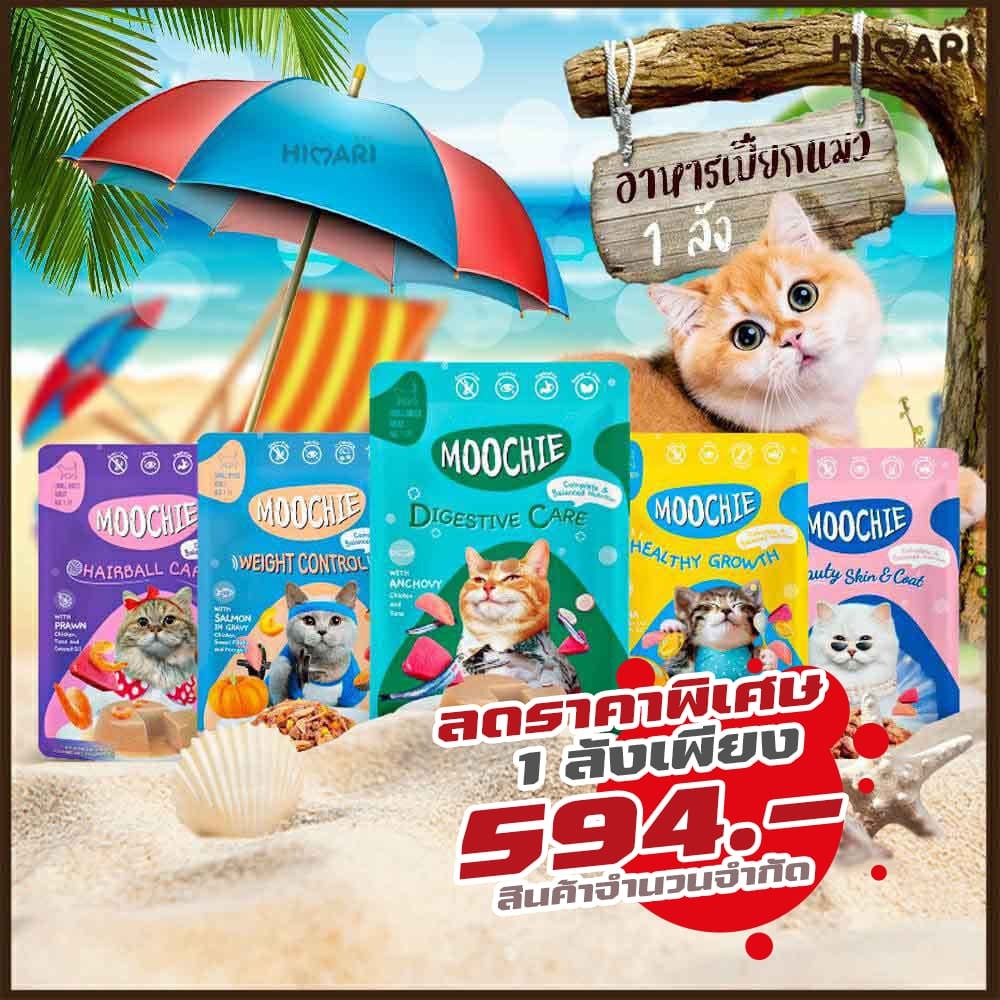 อาหารเปียกแมวมูชี่ Moochie อาหารเปียกแมว ขนาด 70 กรัม 1ลัง (4โหล)