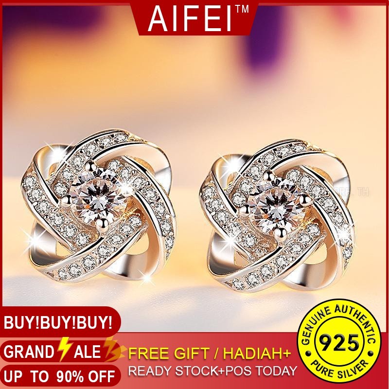 PLINTH เงินแท้ 925 Stud Earrings เพชรโคลเวอร์ยอดนิยมอารมณ์ที่มีคุณภาพสูงฮั่น343