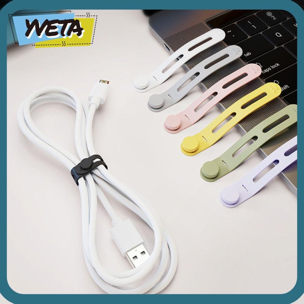 Yveta 10 ชิ้นข้อมูลสาย Winder สายรัด, สายยืดหยุ่น Storge Cable Organizer, ซิลิโคนผู้ถือคลิปซิลิโคนสายผูกหูฟังสาย USB เมาส์