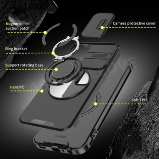 SAMSUNG เคสโทรศัพท์สําหรับSamsung Galaxy A57 A37 A17 A37 A27 A36 A26 A16 A55 A15 A56 LTE 4G 5Gเกราะกันกระแทกสไลด์Pushดึงเลนส์ป้องกันโทรศัพท์ปลอก 360 แหวนขาตั้งวงเล็บปกหลัง