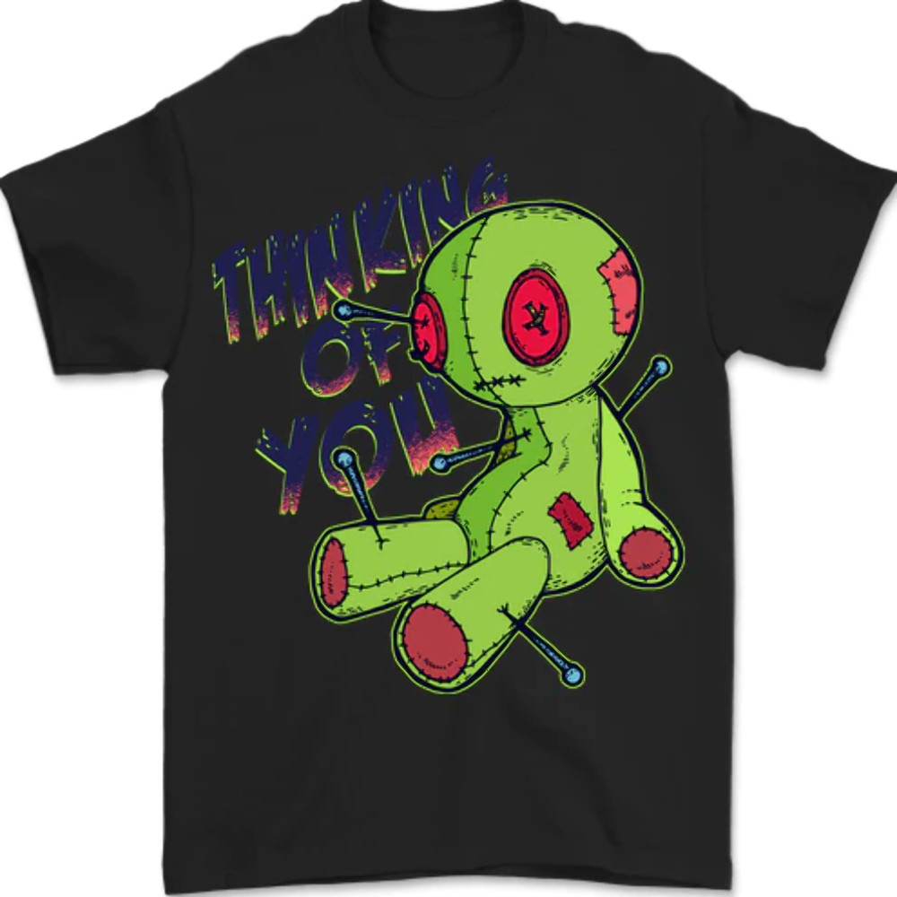 Voodoo Doll Thinking Of You Halloween Magic Mens T-Shirt ผ้าฝ้าย 100%