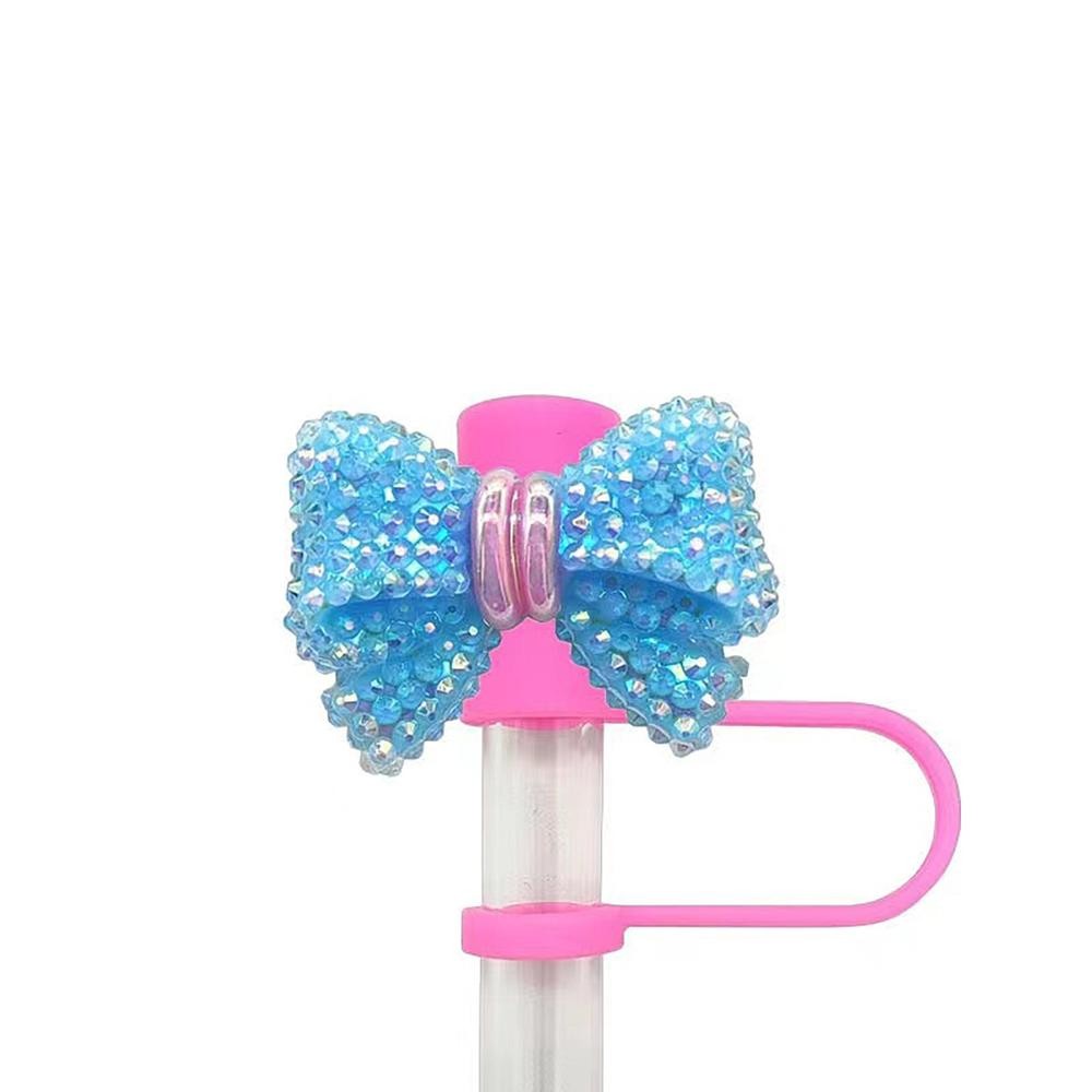 น่ารัก Bowknot ฟางสําหรับ Stanley ถ้วย,10 มม.ซิลิโคนดอกไม้ฟาง Topper ใช้งานร่วมกับขวดน้ําถ้วย 10 มม.ฝุ่น Reusable ฟางเคล็ดลับฝา - รูปที่ 3