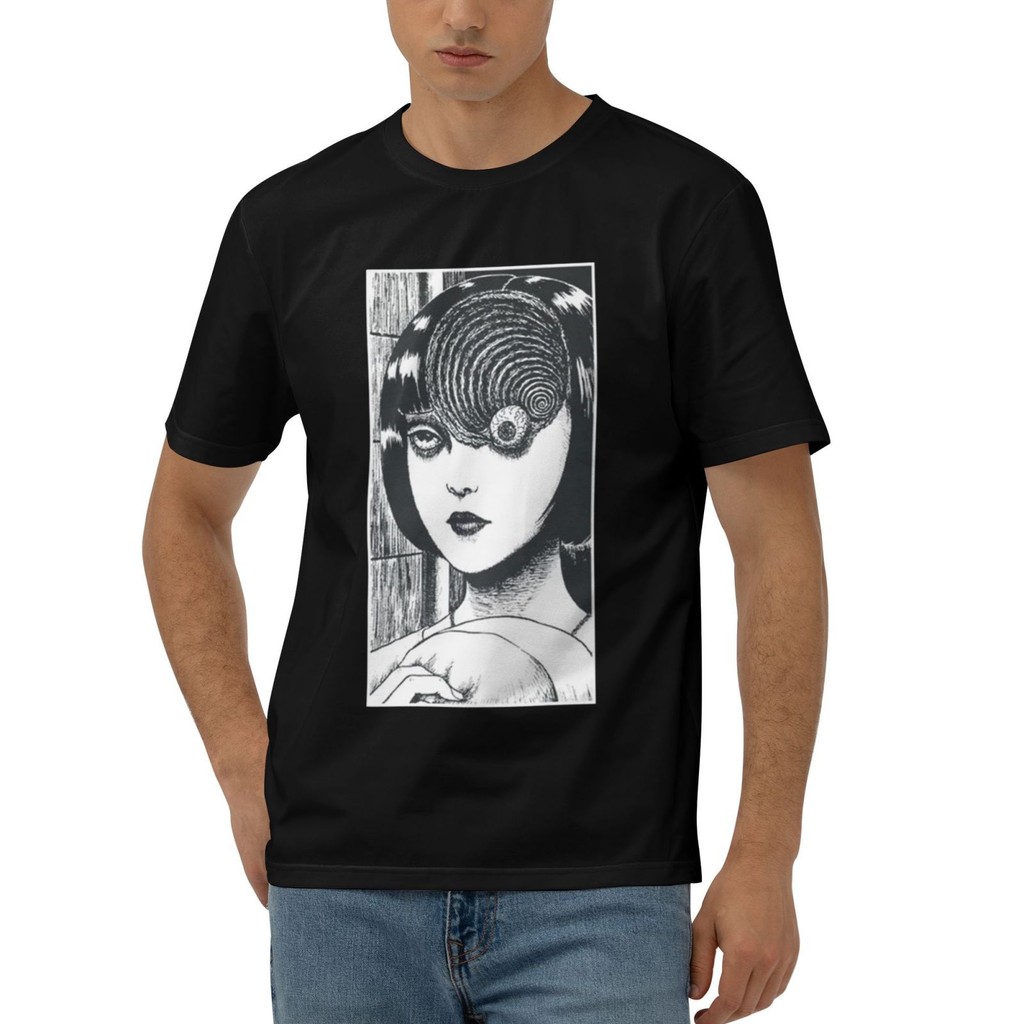 Uzumaki Junji Ito สยองขวัญมังงะพิมพ์แปลกใหม่สวมเสื้อยืดแฟชั่น