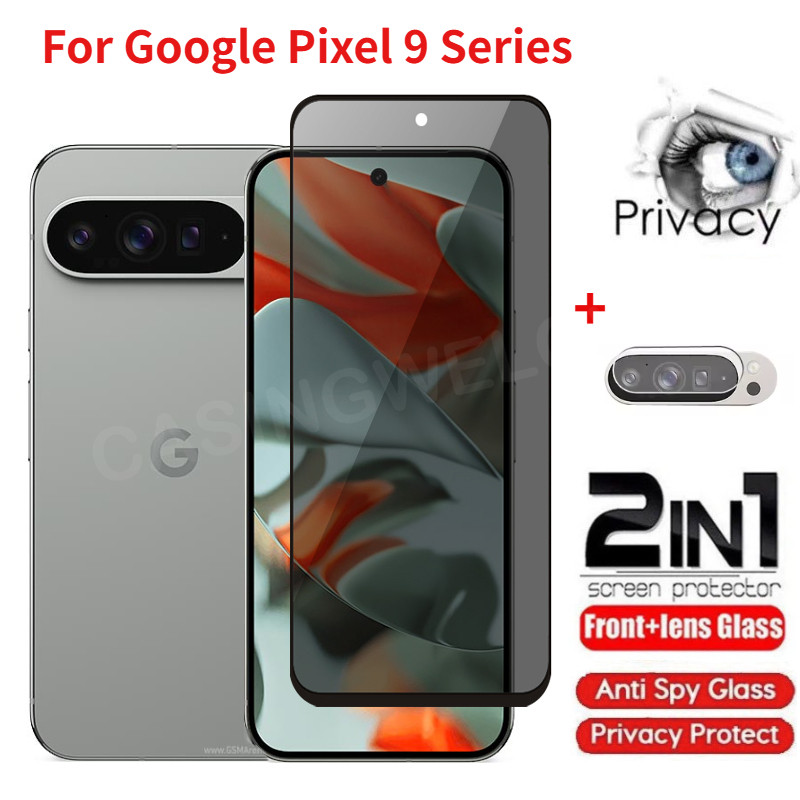 2in1 Google Pixel 9 Pro XL 5G 2024 กระจกนิรภัยส่วนตัว Anti-Spy คลุมทั้งหมดป้องกันหน้าจอ Anti Peek ฟิ