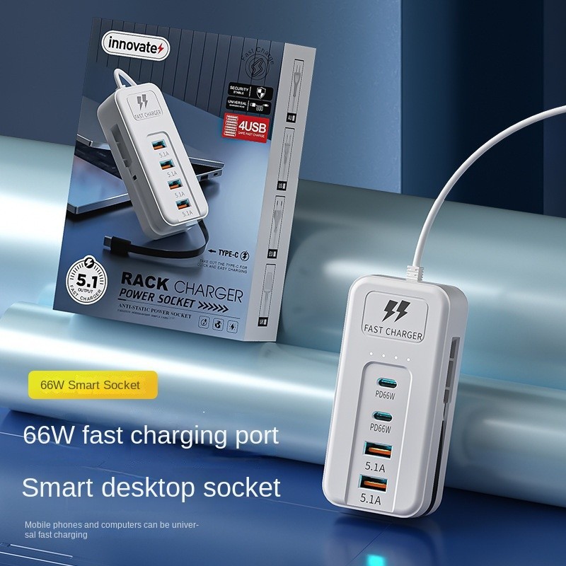 American Standard Two-Plug Socket Travel Ultra-Thin โทรศัพท์มือถือชาร์จ 2usb2pd Multi-Port Fast Charging Universal type-c American Standard Socket