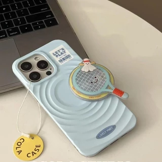 Creative Badminton Table Tennis ขาตั้งแม่เหล็กเคสโทรศัพท์สําหรับ iPhone15 14 13 12 11 Pro Max ปลอกกันกระแทกป้องกันกล้องซิลิโคนอ่อนนุ่มฝาหลัง