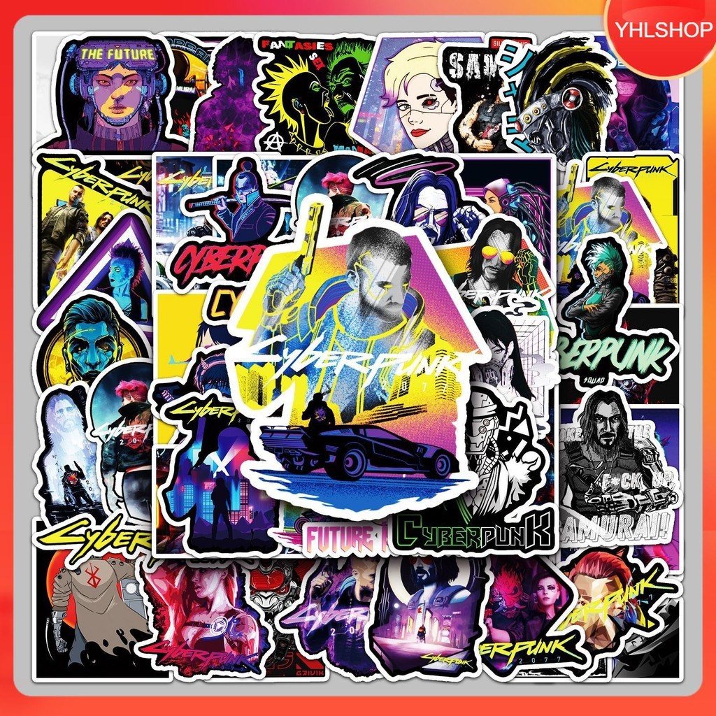 50แผ่น สติกเกอร์ เกม ไซเบอร์พังก์ 2077 Cyberpunk 2077 Graffiti Sticker พร้อมส่ง