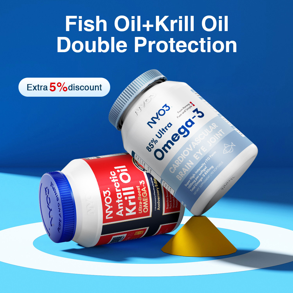 Nyo3 Krill Oil+น้ํามันปลา Omeag3 ชุดแคปซูลไขมันลดไขมันในเลือดเข้มข้นสูง