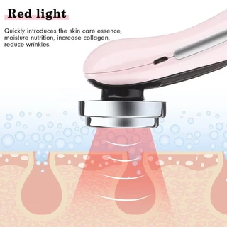 เครื่องนวดหน้าไฟฟ้าอเนกประสงค์พร้อมไฟ LED สีชมพูและสีขาว เครื่องนวดหน้าเพื่อทำความสะอาด ยกกระชับผิว