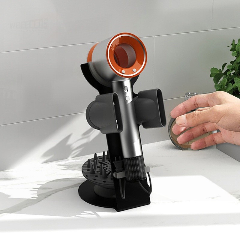 ตัวยึดไดร์เป่าผม Dyson ที่มีคุณภาพสูงเหมาะสำหรับร้านตัดผมแนวตั้งแบบไม่เจาะรู Dyson ชั้นเก็บของบนเคาน์เตอร์