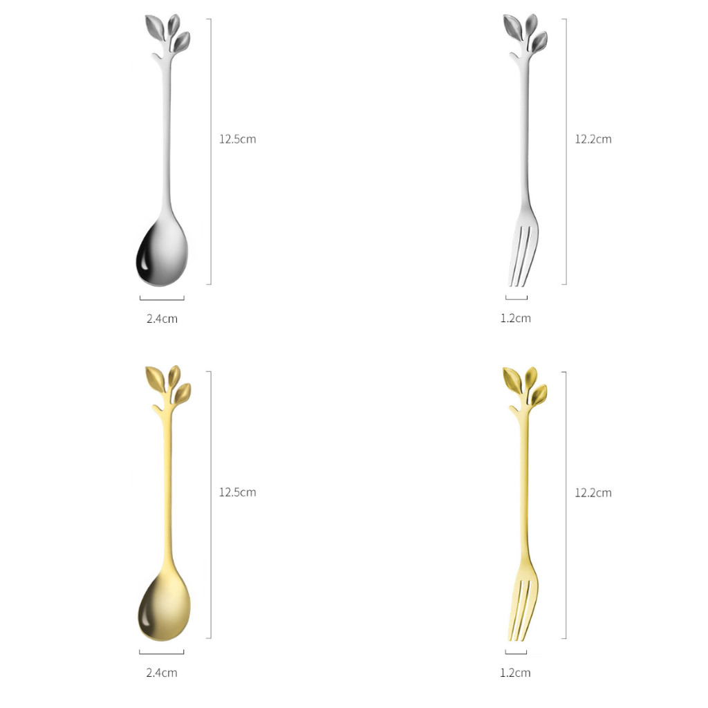 ชุด 5 ชิ้น ช้อนสแตนเลส ช้อนใบไม้สร้างสรรค์ ช้อนกาแฟ ส้อมผลไม้ ช้อนขนมหวาน ช้อนผสมสไตล์นอร์ดิก - รูปที่ 7