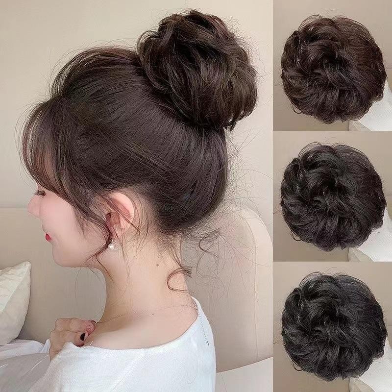 วิกผมแท้ผู้หญิง สไตล์เกาหลี ผมหยิกสวยพร้อมที่คาดผม ใช้งานได้หลากหลาย ดูเป็นธรรมชาติ ทรงผมมัดสูงน่ารัก