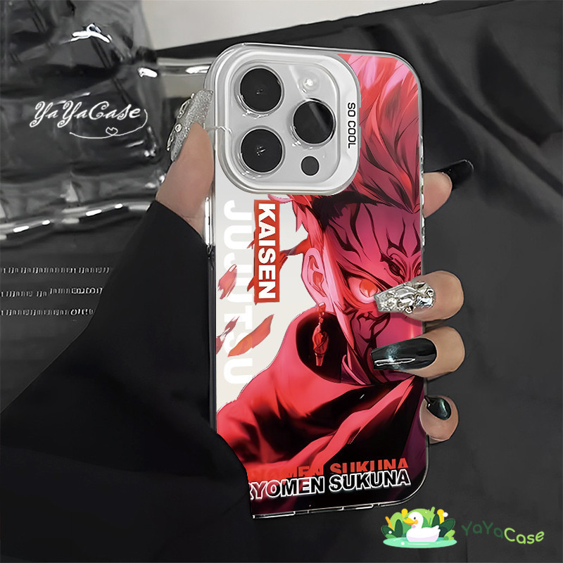 สำหรับ iPhone11 13 Case For เคสไอโฟน14 15 12 Pro Max X XR XS MAX 7 8 Plus Sukuna หรูหราหรูหรา สไตล์ขั้นสูง สีเงิน เคส