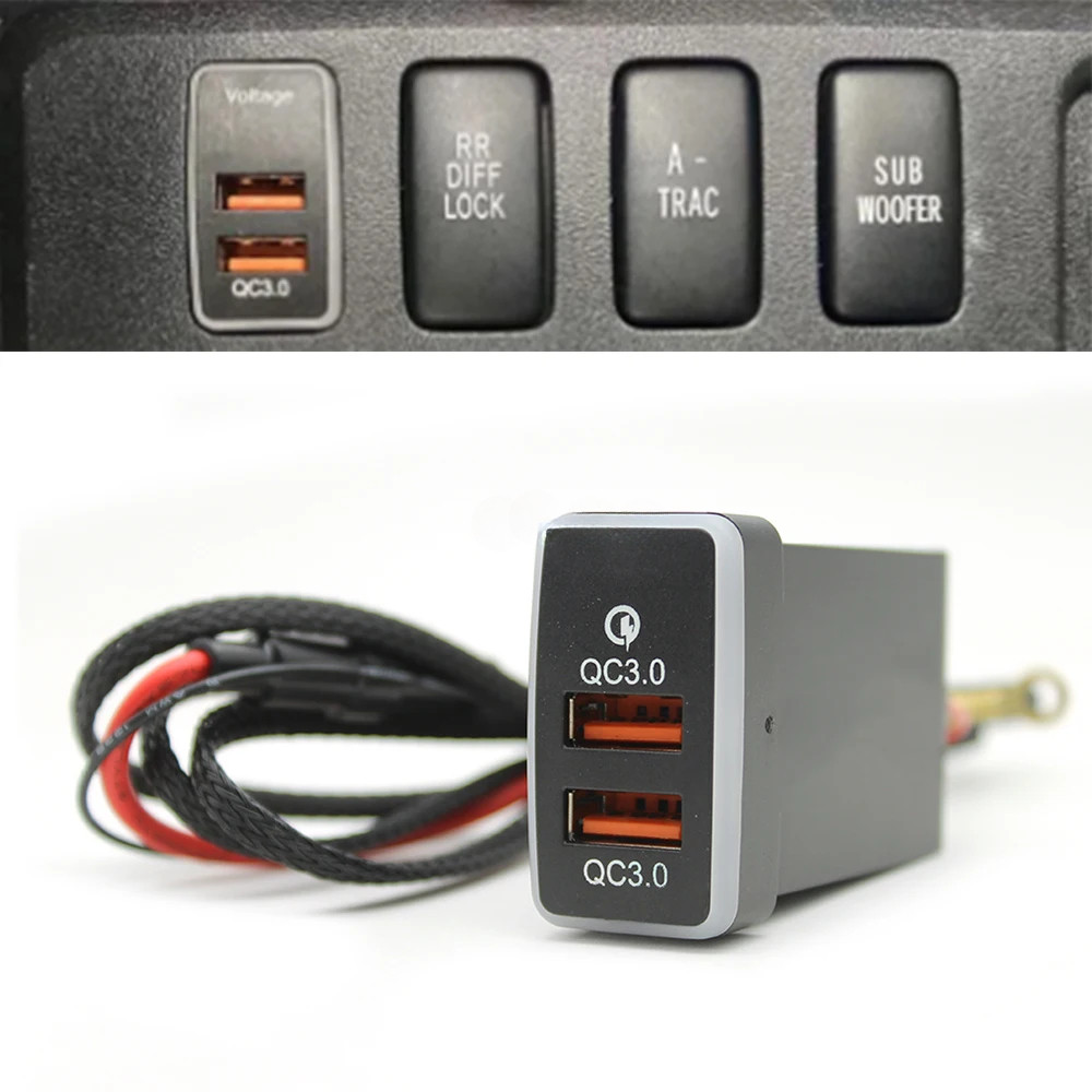 Qc3.0 Type-c รถชาร์จ Dual Fast Charging พร้อมซ็อกเก็ตสําหรับ Toyota FJ Cruiser Prado 120 REIZ 03-09 