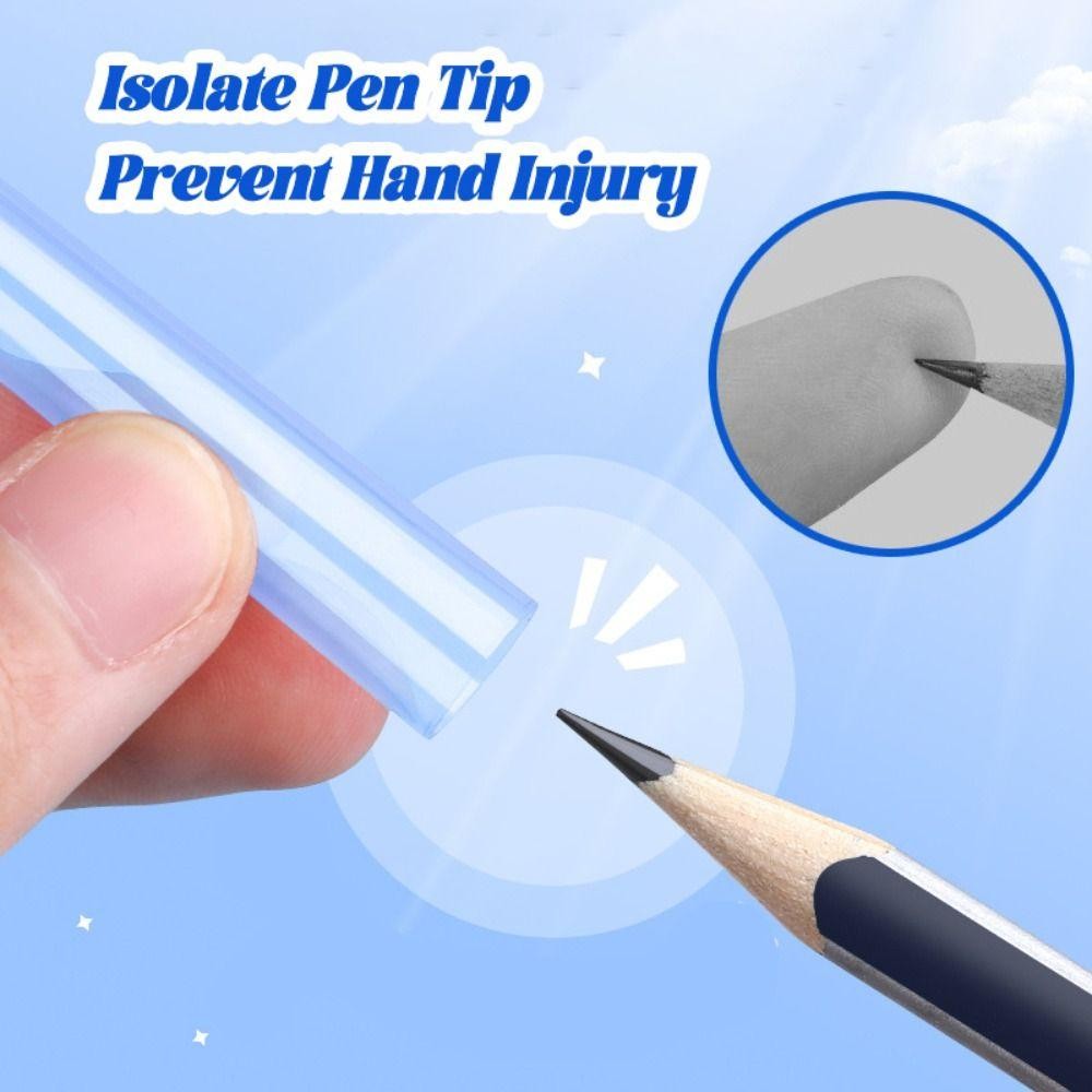 MAINAUSHUI 35 ชิ้น/กล่องดินสอป้องกัน,โปร่งใสพลาสติกดินสอหมวก,น่ารักสีทึบดินสอ Nib ฝาครอบป้องกันนักเรียน - รูปที่ 4