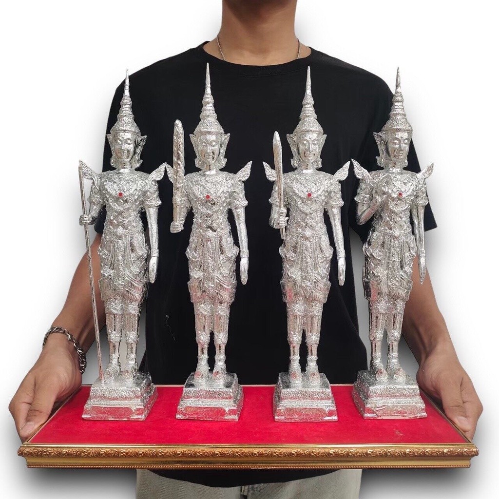 ท้าวจตุโลกบาลทั้ง4พระองค์ สีเงิน วัดท่าซุง กว้าง 3นิ้ว สูง 16นิ้ว เทวดาประจำทิศ (sumpatichami) ราคา ถูกที่สุด ดีลบีเคเค รูปภาพหลัก