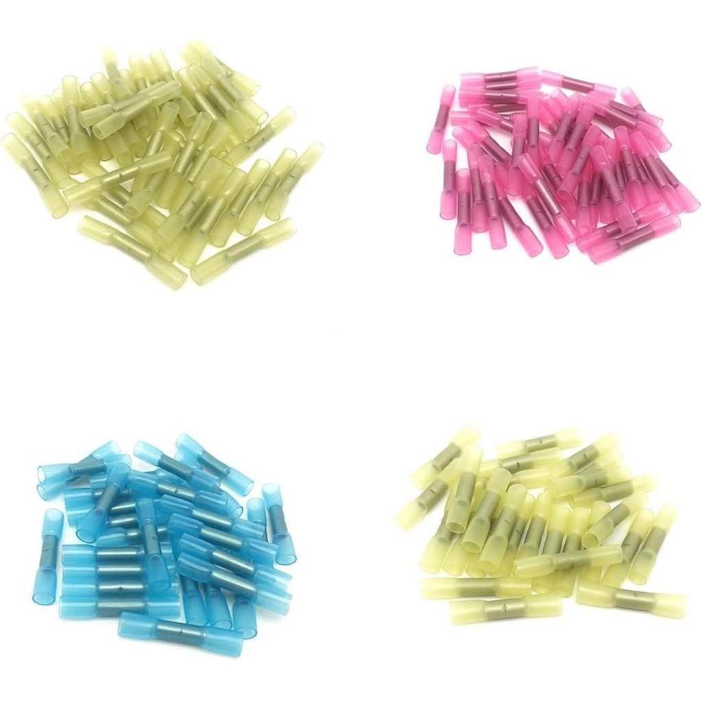 100 ชิ้น BHT0.5 BHT1.25 BHT2 BHT5 ความร้อนหด Terminal ฉนวน Butt Wire Connector Crimp Terminal สไตล์ลําลอง (สี: BHT 100 ชิ้นผสมสไตล์)