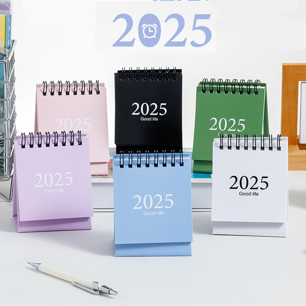 2025 Creative Mini Desktop ปฏิทินตั้งโต๊ะขนาดเล็กนักเรียนแบบพกพา Coil Calendar Planner Notepad Memo เครื่องเขียน