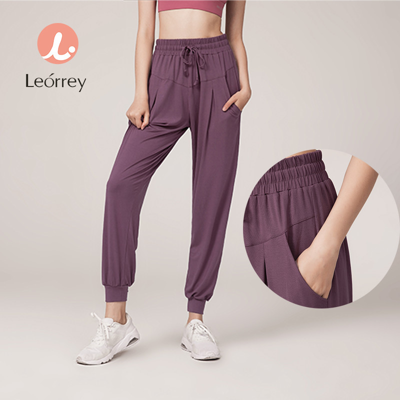 Leorrey-กางเกงวอร์มหลวมแห้งเร็ววิ่งออกกำลังกายกางเกงโยคะลำลอง
