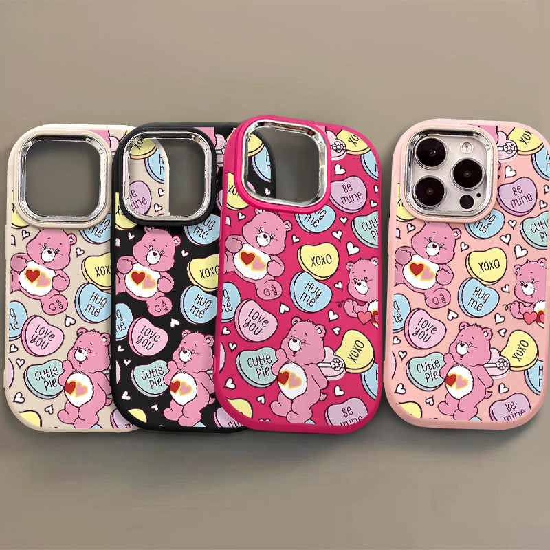 หมีน่ารักกันกระแทกเคสโทรศัพท์เข้ากันได้สําหรับiphone 16 15 11 14 13 12 Pro XS MaxปลอกX XR 7+ 8 Plus Soft TPUซิลิโคน