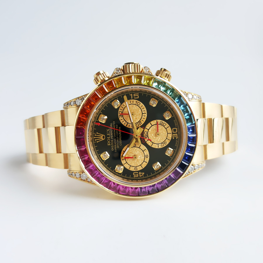 Rolex Rolex Mens Watch Daytona Rainbow Di Gold Diamond Automatic Mechanical Watch Mens New116528