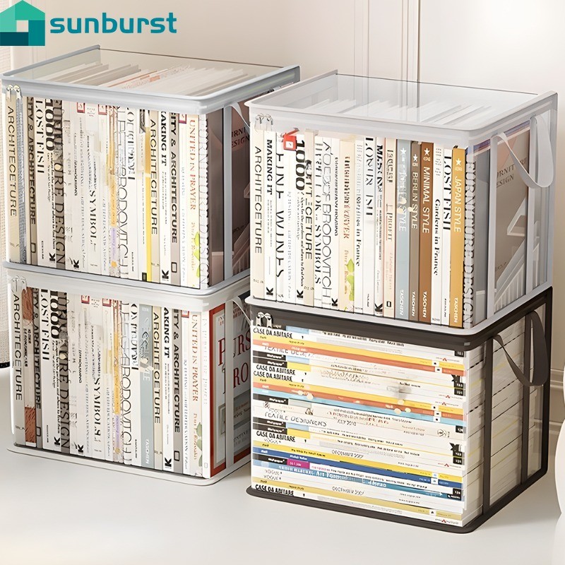 กล่องเก็บหนังสือพีวีซี-เคสจัดระเบียบในครัวเรือน-กล่องใส่หนังสือพับได้แบบมือถือ-เสื้อผ้าจัดระเบียบภาชนะ-ของเล่นความจุขนาดใหญ่ Diapaly Bin-โปร่งใสกันน้ํากันฝุ่น