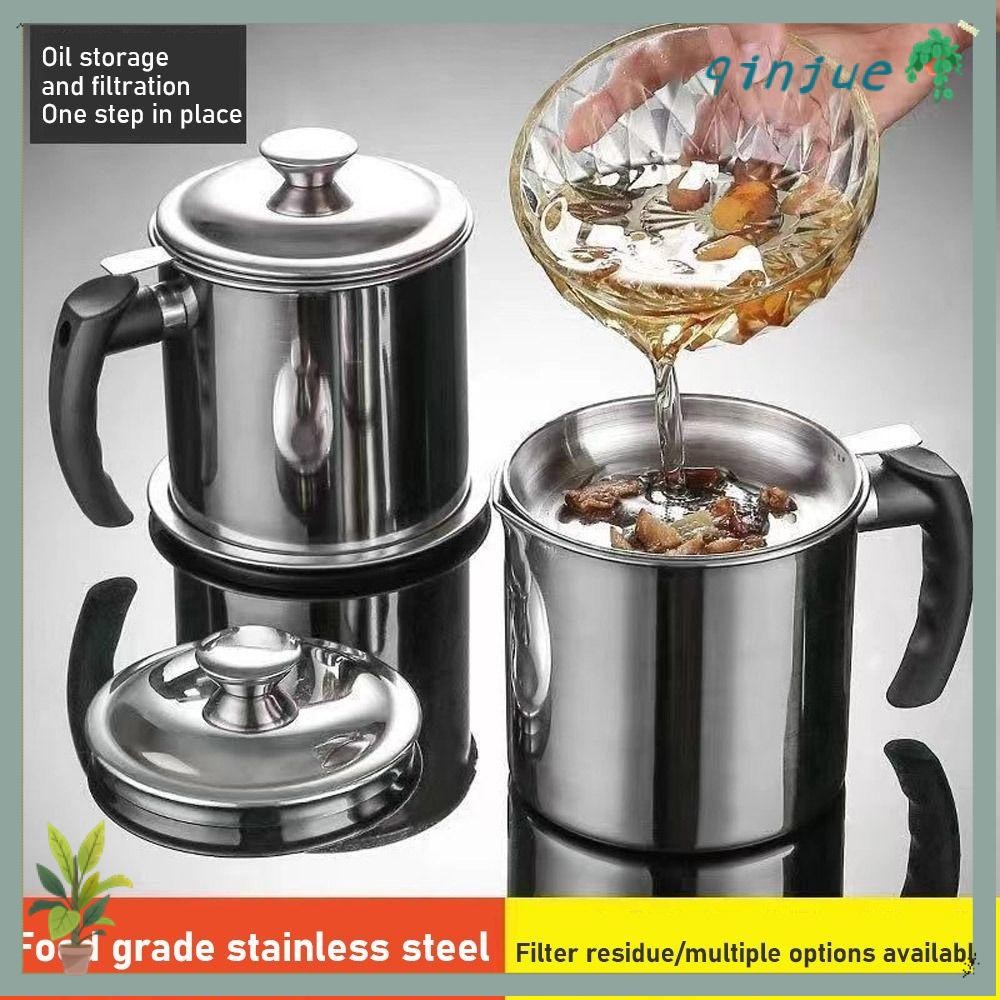 Printli หม้อกรองน้ํามัน, 1.4L/1.9L Lard กรองทําอาหารกรองน้ํามัน, 304 สแตนเลสคอนเทนเนอร์ขนาดใหญ่ความจุหม้อน้ํามันห้องครัว