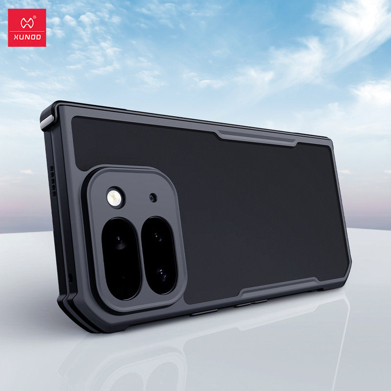 สําหรับ Google Pixel 9 Pro Fold Case XUNDD ถุงลมนิรภัยกันกระแทกเลเซอร์ Matte PC + TPU กล้องป้องกันพับกระจก