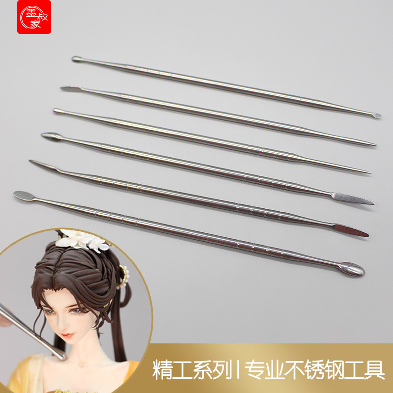 Mo Shujia Seiko ชุดเครื่องมือดินเหนียวหกชิ้นที่มีน้ำหนักเบาเป็นพิเศษทำด้วยมือ DIY สีดินเหนียวดินเหนียวสแตนเลส