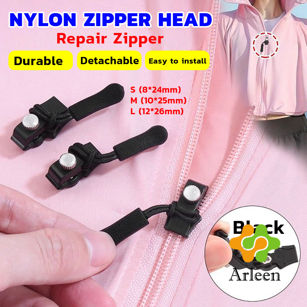Arleen ชุดซิปซ่อม 3 ขนาดแตกต่างกัน ถอดออกได้และติดตั้งได้ Zipper Head