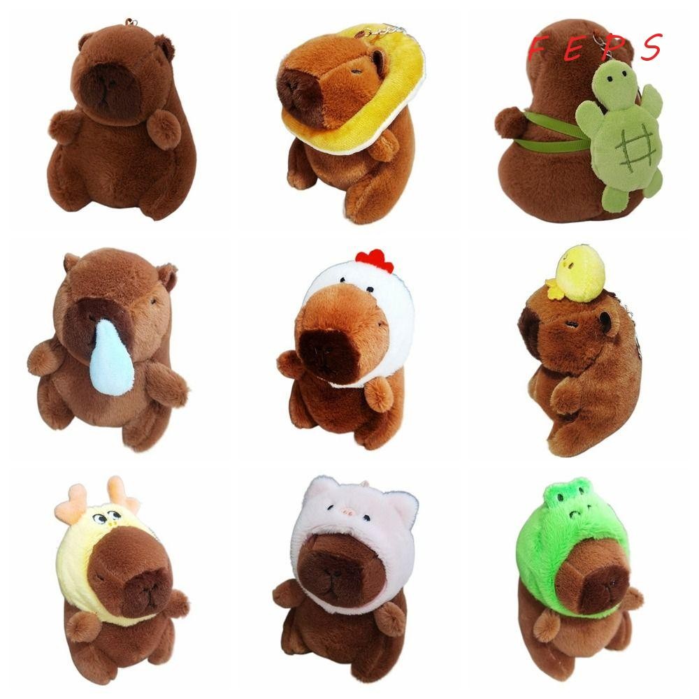 Feps ตุ๊กตา Capybara พวงกุญแจ, ตุ๊กตาสัตว์หลากสีจําลอง Capybara จี้, ของขวัญการ์ตูน Capybara อุปกรณ์เสริม Guinea Pig Fluffy ตุ๊กตาสัตว์เด็ก