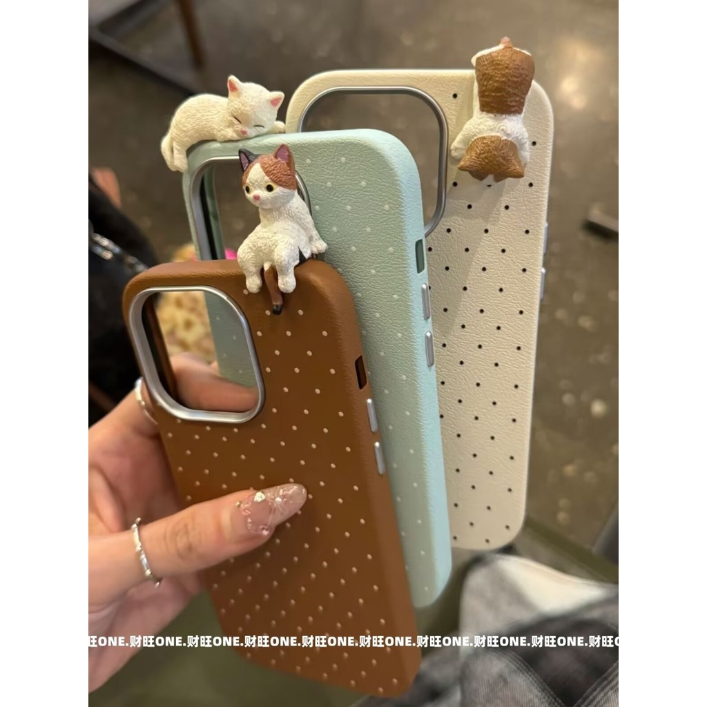 การ์ตูนแมวน่ารักสามมิติเหมาะสำหรับเคสโทรศัพท์ Iphone16 Apple 15PROMAX ใหม่14pro ผู้หญิง13เคสป้องกัน12pro