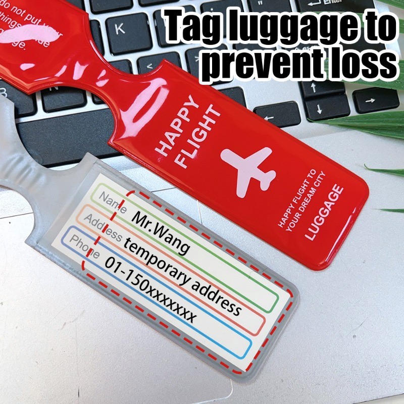 แท็กกระเป๋าเดินทางแบบพกพา Creative PVC Strip Baggage กระเป๋าเดินทาง ID Addres Holder Boarding Label Travel Accessories