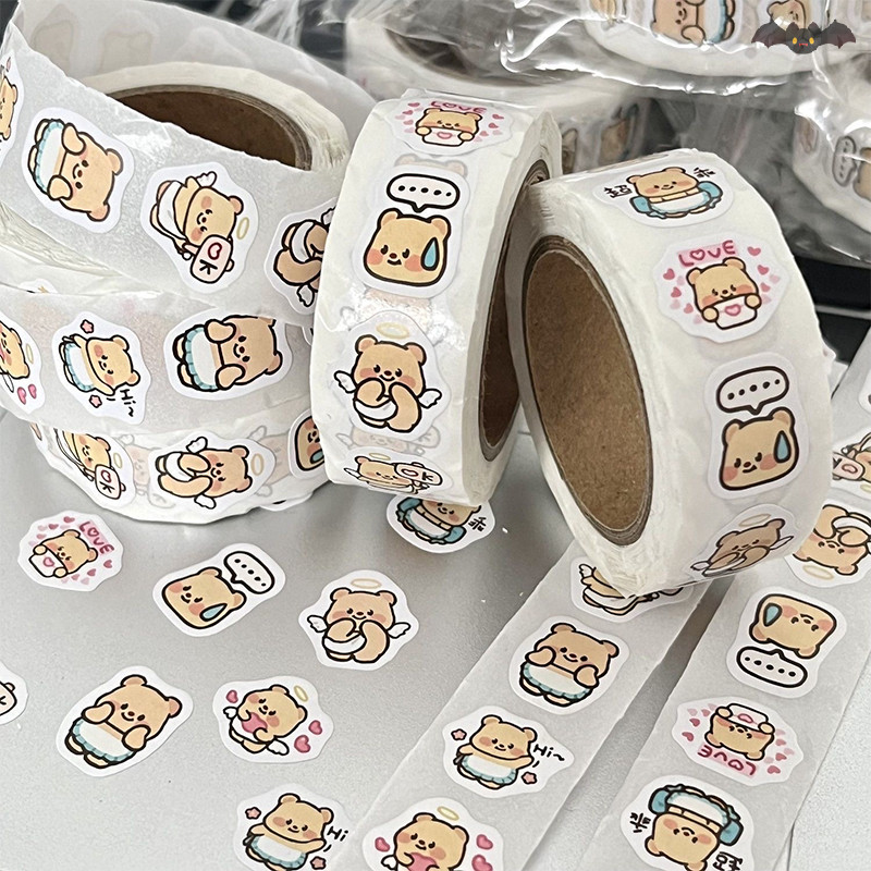 [PE] 500 ชิ้น/ม้วนน่ารักรอบซีลสติกเกอร์ม้วนสติกเกอร์ Graffiti กระเป๋าเดินทางสติกเกอร์ของเล่น TH