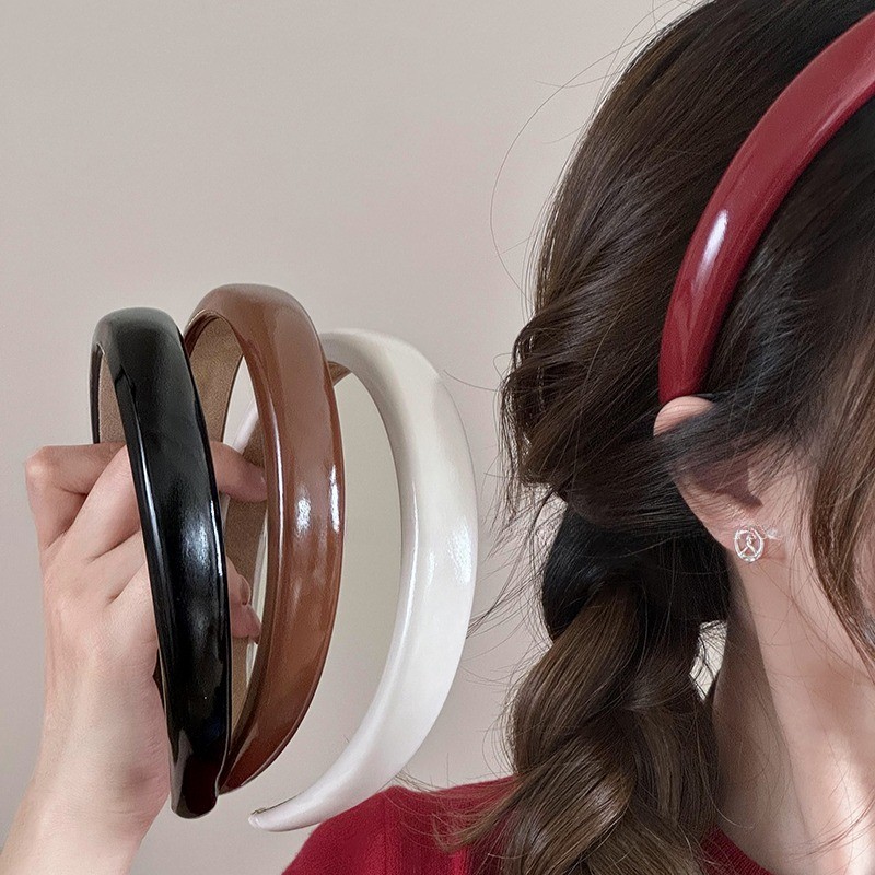 4 สีฟองน้ําหนัง PU ผู้หญิงสาว Headwear Hairbands เครื่องประดับผม