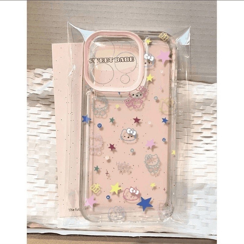 เคสมือถือลายดาว Hello Kitty สำหรับแอปเปิ้ล15PROMAX 14รุ่นใหม่13/12ใส11หญิง8PLUS น่ารัก