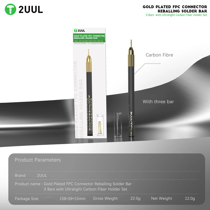 2uul SC98 ดีบุก Draging เข็มชุบทอง FPC Connector Reballing Solder 3 บาร์ Ultralight คาร์บอนไฟเบอร์ชุ