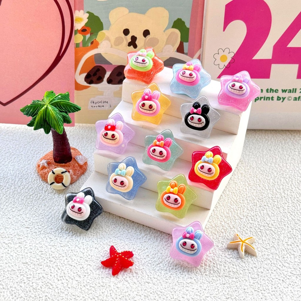 12 ชิ้น Luminous Glow Star Labubu เรซิ่น Charms สําหรับ DIY (6-257)