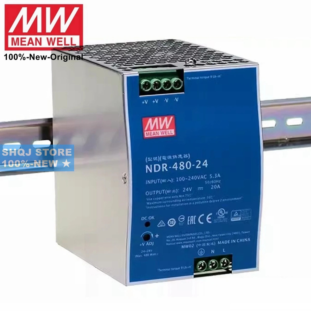 MEAN WELL 100%-ใหม่ NDR-240-24 NDR-240-48 240W 24V 48V เอาต์พุตเดี่ยวอุตสาหกรรม DIN RAIL แหล่งจ่ายไฟ