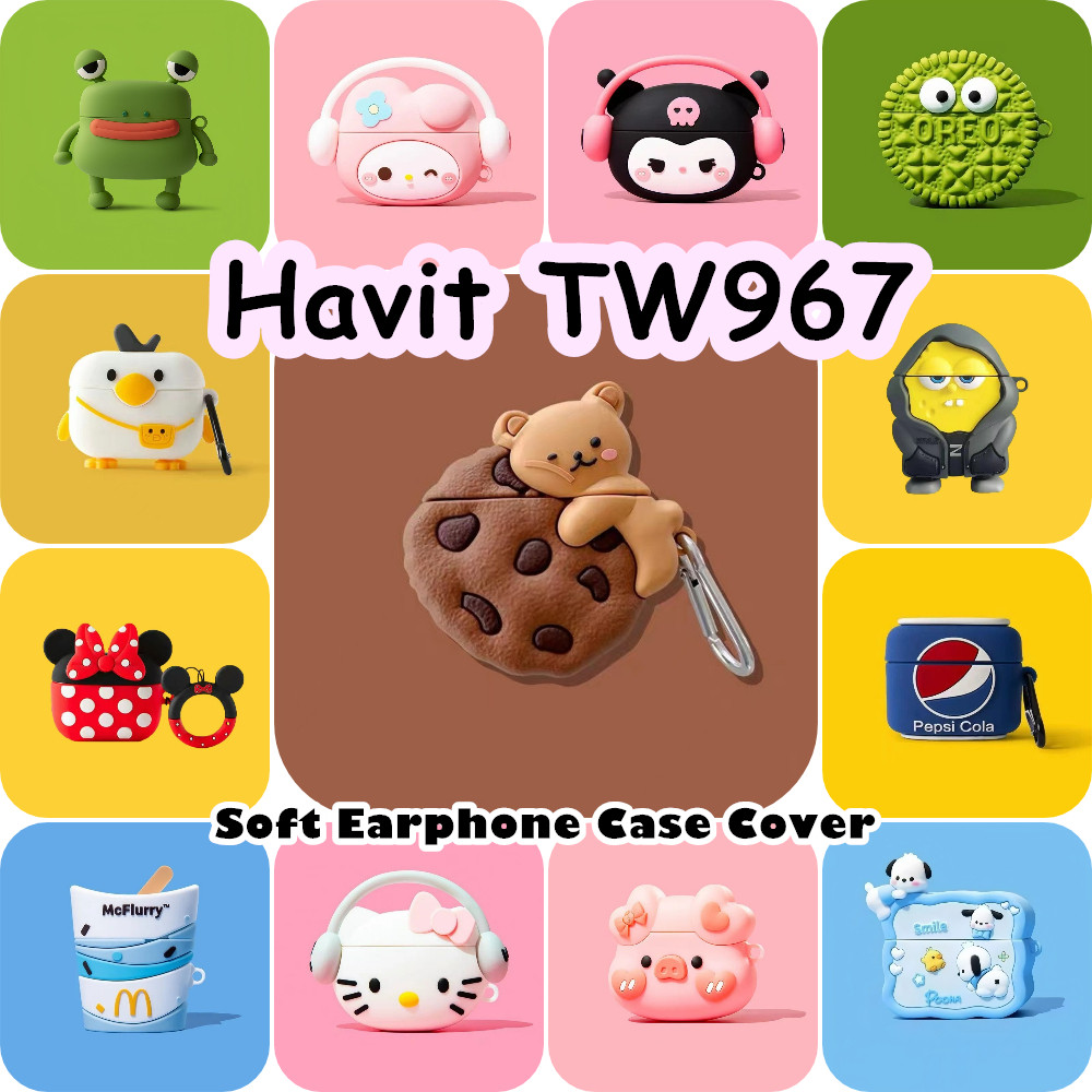 READY STOCK!นําไปใช้กับ Havit TW967 เคส Case เคสหูฟัง การ์ตูนน้ําเย็น ซิลิโคนนุ่ม เคส เคสหูฟัง NO.6