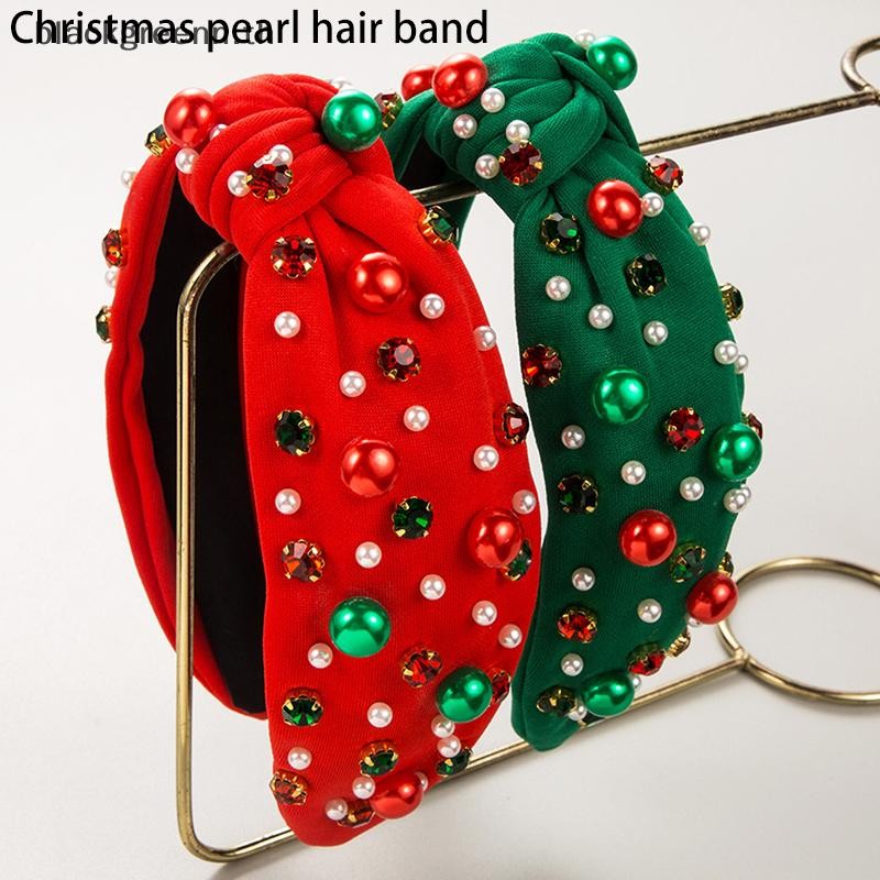 Bgree 1 PC Christmas Pearl Rhinestone Band ผู้หญิง Minimalist Holiday Trend เครื่องประดับผม