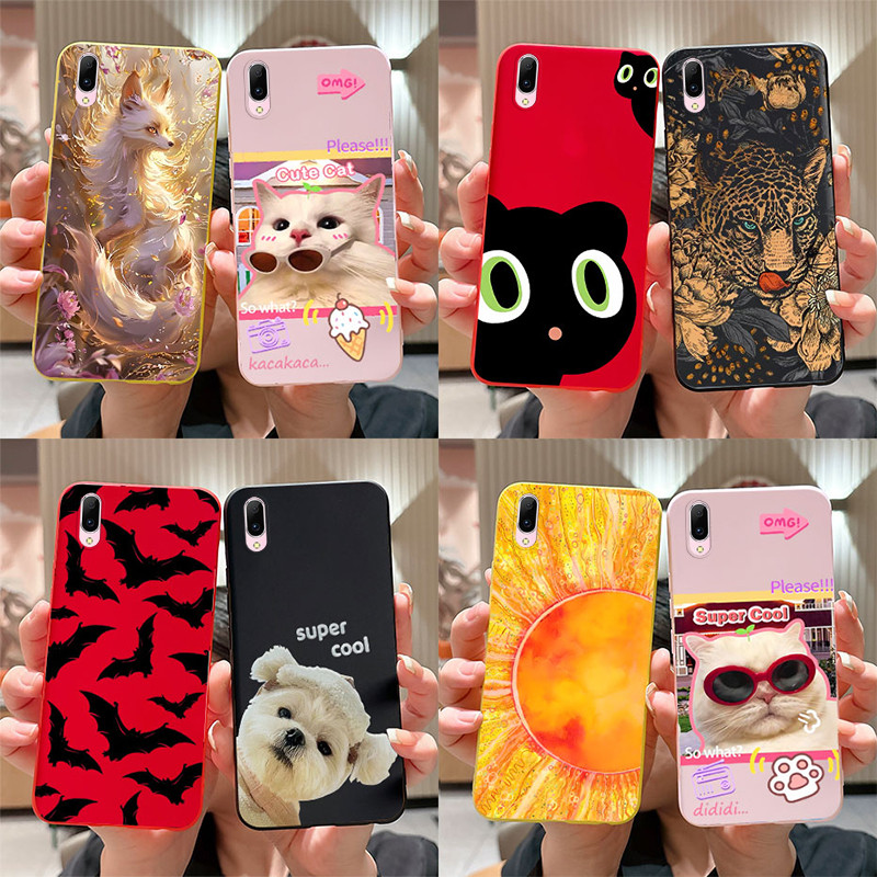 สําหรับ Vivo Y93S Y97 เคสโทรศัพท์น่ารักการ์ตูน Cat Fox รูปแบบไม่มีลายนิ้วมือ Candy สีซิลิโคนกันกระแทก soft Case