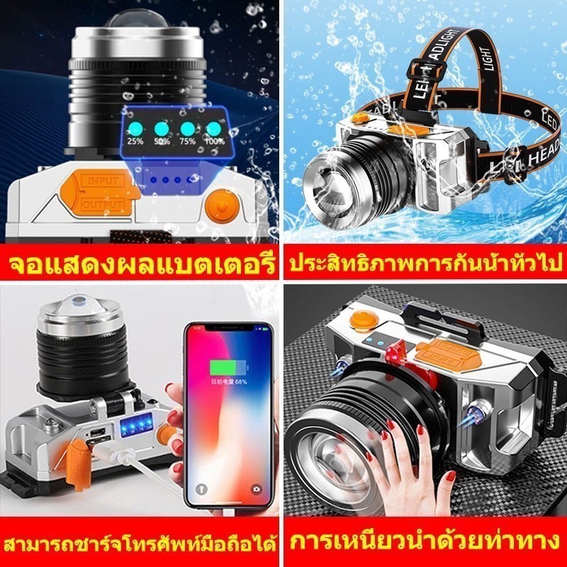 ไฟฉายคาดหัวแรงสูง 56000mAh ไฟฉายคาดหัวled ยิงไกล 1000mฟังก์ชันพาวเวอร์แบงค์ ใช้ได้กับการชาร์จมือถือไฟฉายคาดหัว หัวไฟฉายค