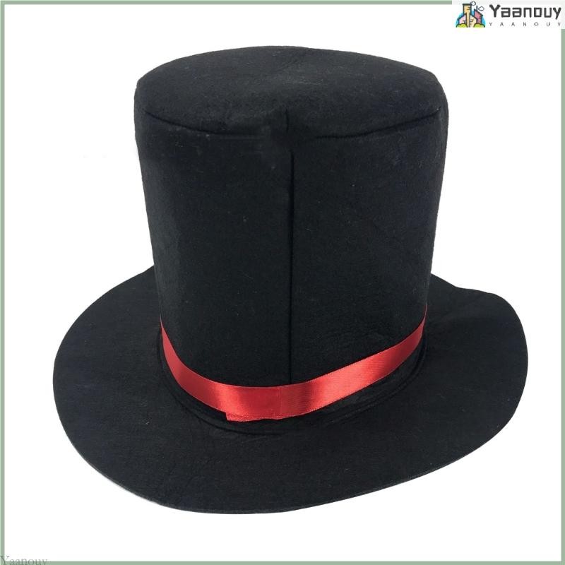 Yaa หมวกทรงสูงสีดํา Bowler หมวกนักมายากลหมวกด้านบนนักมายากลดําเนินการหมวก Ringmaster