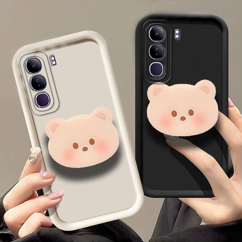 พร้อมหมีน่ารักยืนกรณี VIVO Y200 5G ผิวรู้สึกกันกระแทกป้องกันกล้องเคสโทรศัพท์สําหรับ VivoY200 5G Global Version