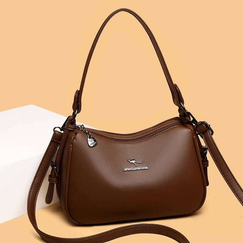 กระเป๋าโท้ทความจุขนาดใหญ่สําหรับสุภาพสตรีกระเป๋าสะพายไหล่ทุกคู่หลายชั้นกลาง-